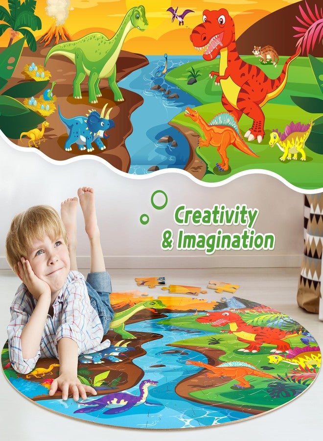 SYNARRY Floor Puzzles for Kids Ages 4-6, Large 70 Piece Dinosaur Puzzles for Toddlers Ages 2-4, Dinosaur Puzzles for Kids 4-8, Preschool Toys Gifts for 3 4 5 6 7 8 Years Old Toddlers Boys Girls Child - Image 3